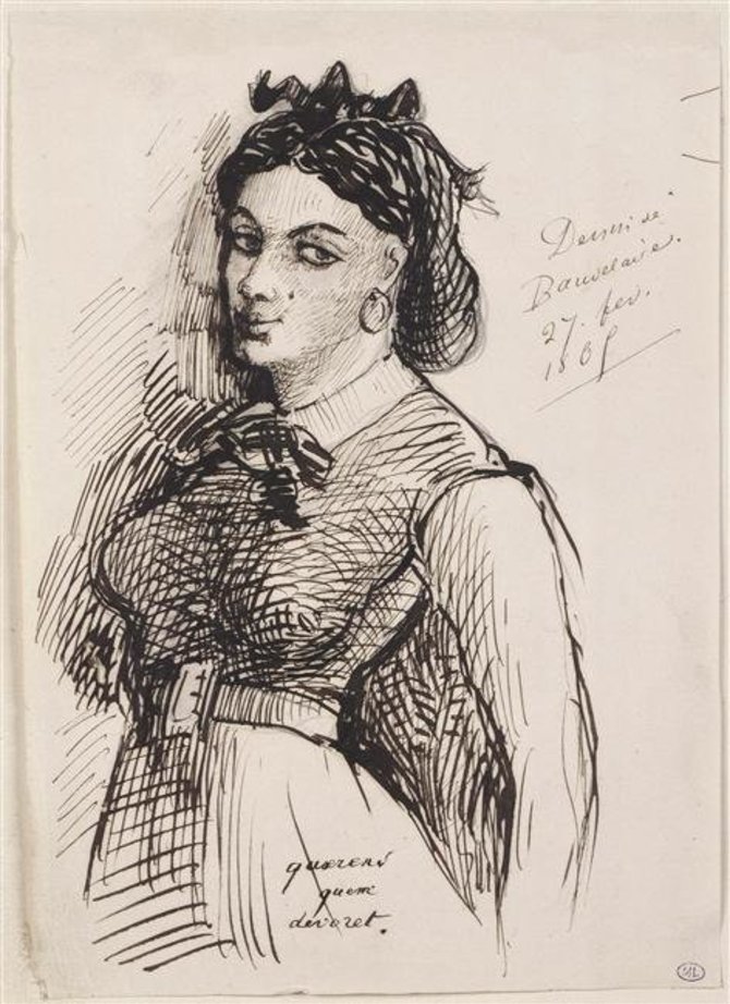 Wikipedia nuotr./Charles'io Baudelaire'o piešinys, kuriame jis įamžino savo mylimąją Jeanne Diuval