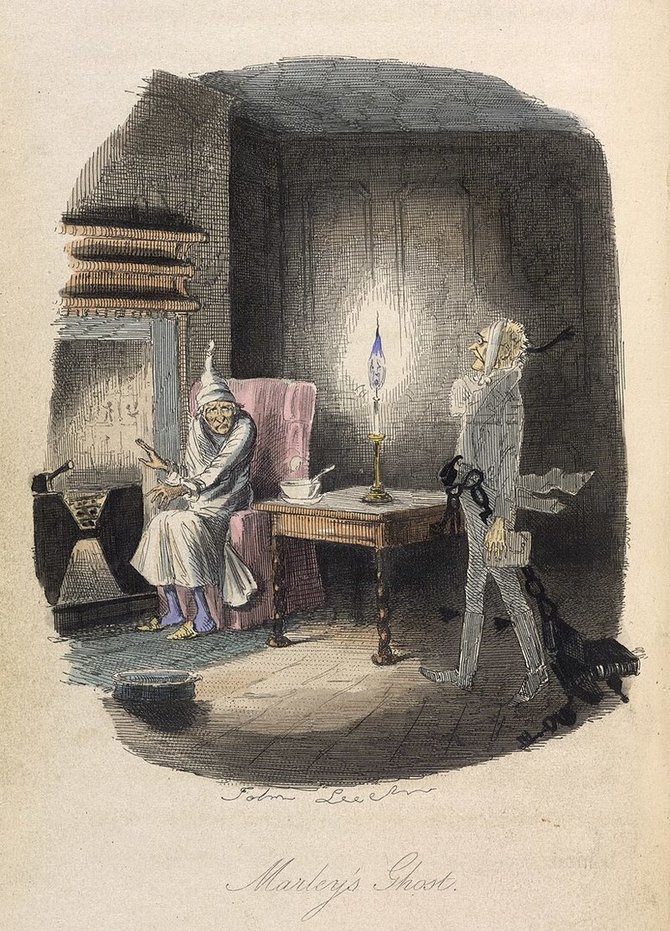 Wikipedia Commons nuotr./„Marlio vaiduoklis“, originali Johno Leecho iliustracija iš 1843 m. leidimo