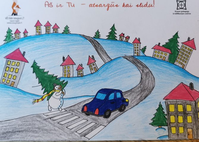 „Transeksta“ nuotr./Moksleivių piešti kalėdiniai linkėjimai vairuotojams