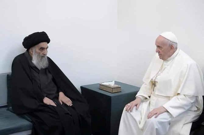 „Reuters“/„Scanpix“ nuotr./Popiežius Pranciškus susitiko su Ali Sistani