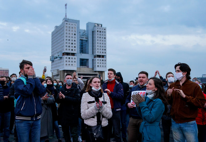 „Scanpix“/ITAR-TASS nuotr./Aleksejaus Navalno palaikymo protestas Kaliningrade