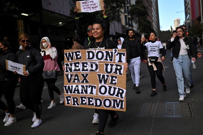AFP/„Scanpix“ nuotr./Sidnėjuje – protestai prieš karantiną