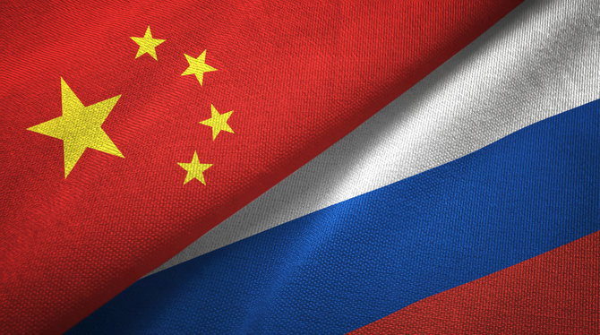 123RF.com nuotr./Kinijos, Rusijos vėliavos