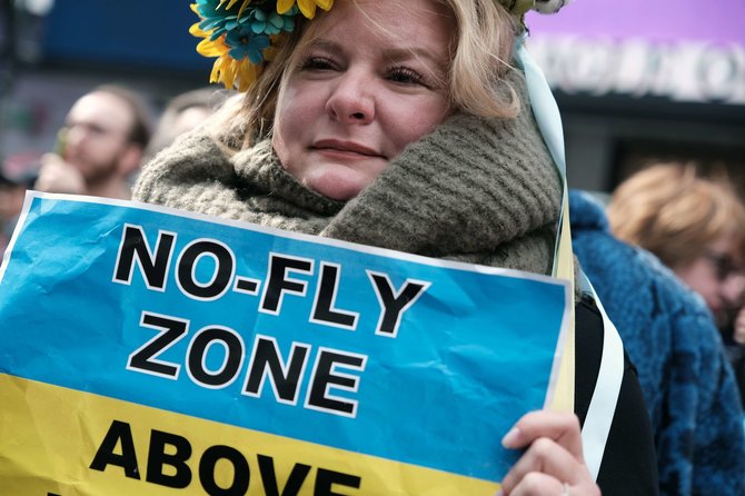 „Scanpix“/AP nuotr./Protestas Niujorke prieš karą Ukrainoje