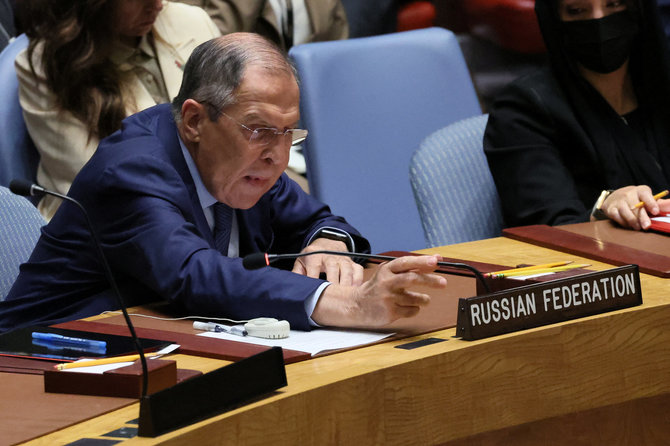 Reuters/Scanpix photo/Sergej Lavrov en la reunión del Consejo de Seguridad de la ONU