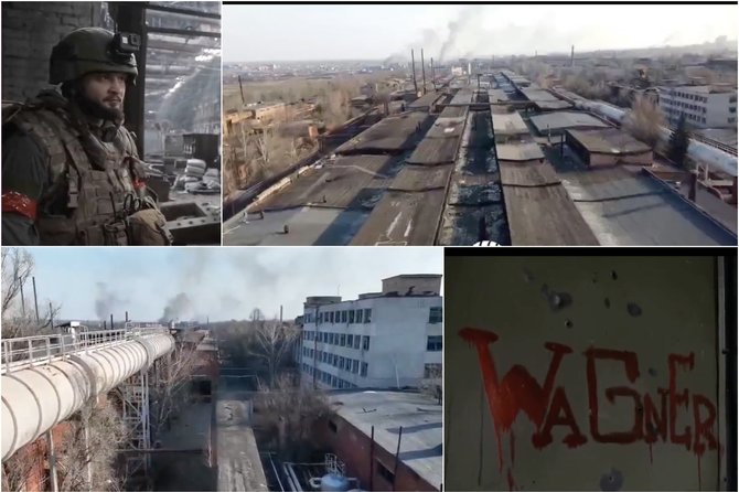 „RIA Novosti“ vaizdo įrašo ekrano nuotr./Rusija teigia, kad „Wagner“ užėmė „AZOM“ gamyklą