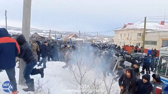 AFP/ Susirėmimai su policija Baškirijoje, Rusijoje