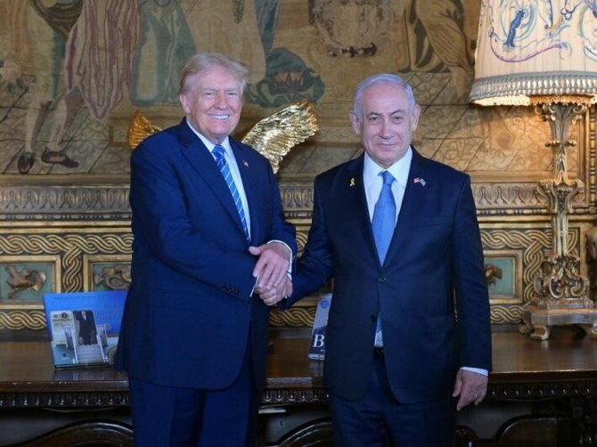 „Zuma press“/„Scanpix“/Buvęs JAV prezidentas Donaldas Trumpas ir Izraelio premjeras Benjaminas Netanyahu