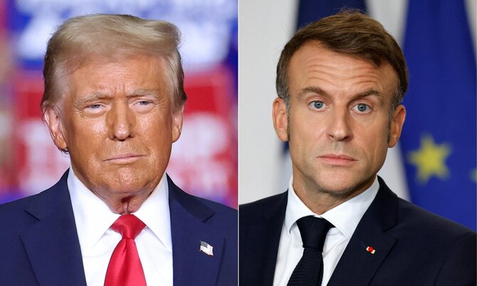 Donaldas Trumpas ir Emmanuelis Macronas / CHARLY TRIBALLEAU LUDOVIC MARIN / AFP