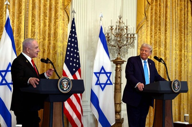 „Zuma press“/„Scanpix“/Benjaminas Netanyahu ir Donaldas Trumpas