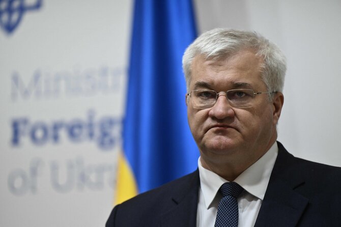 Ukrainos užsienio reikalų ministras Andrijus Sybiha / GENYA SAVILOV / AFP
