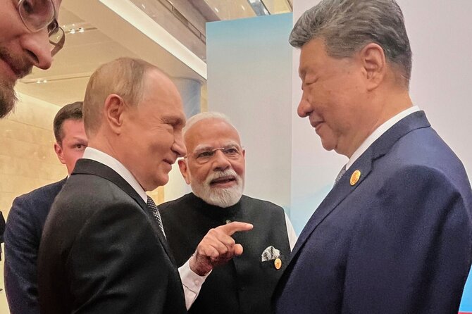 AP/ „Scanpix“/Vladimiras Putinas, Narendra Modi, XI Jinpingas