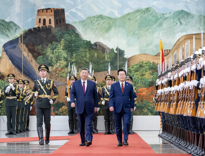 Lee Jae Myungas ir Xi Jinpingas / CHINE NOUVELLE/SIPA / CHINE NOUVELLE/SIPA