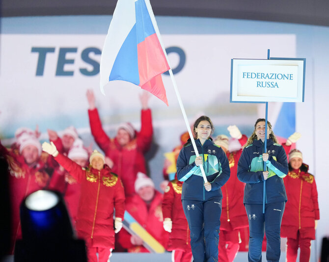 Rusijos delegacija Milano ir Kortinos žiemos paralimpinių žaidynių atidaryme / Chine Nouvelle / SIPA nuotr.