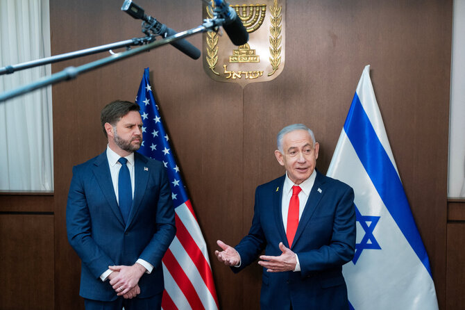 J. D. Vance'as ir B. Netanyahu / Nathan Howard / via REUTERS