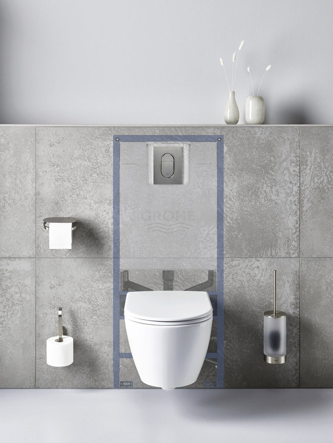 Partnerio nuotr./ Potinkinis rėmas „Grohe Rapid SLX“, pakabinamas unitazas „Grohe Essence“ (gamintojas – „Grohe“)