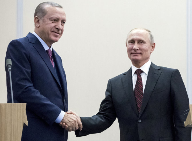 „Reuters“/„Scanpix“ nuotr./Vladimiras Putinas ir Recepas Tayyipas Erdoganas