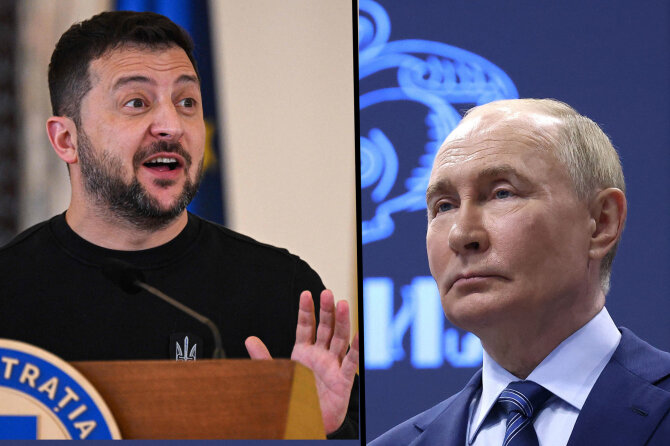 „Reuters“/„Scanpix“/Volodymyras Zelenskis, Vladimiras Putinas
