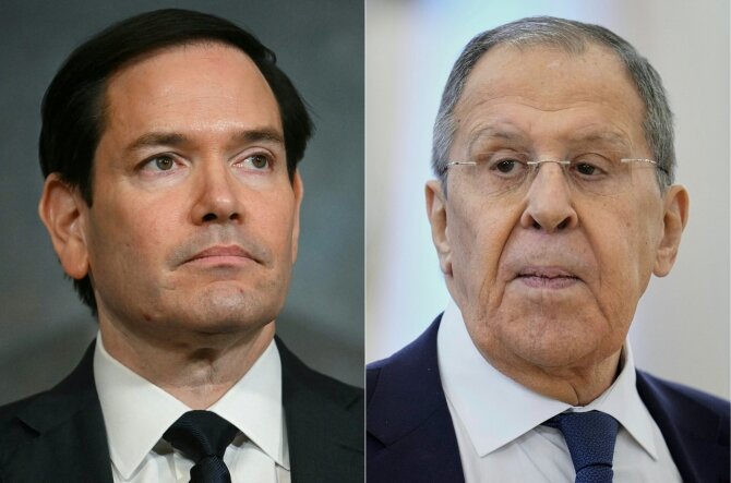 Marco Rubio ir Sergejus Lavrovas / JIM WATSON PAVEL BEDNYAKOV / AFP