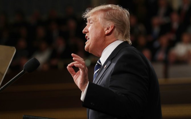„Reuters“/„Scanpix“ nuotr./Donaldo Trumpo kalba JAV Kongresui