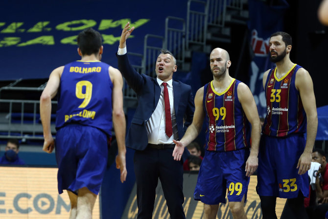 Getty Images/Euroleague.net nuotr./Šarūnas Jasikevičius ir „Barcelona“ krepšininkai