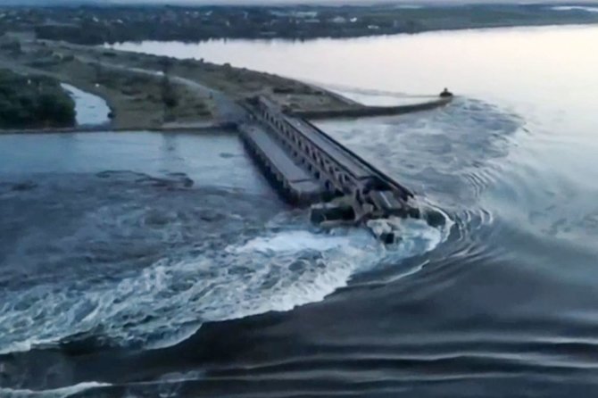 „AFP“/„Scanpix“/Išpuolis prieš Kachovkos hidroelektrinės užtvanką