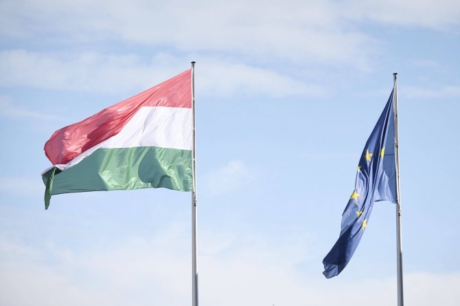 Imago / Scanpix nuotr./Vengrijos ir Europos Sąjungos vėliavos