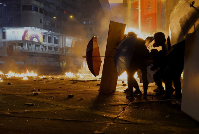 „Scanpix“/AP nuotr./Protestai Honkonge