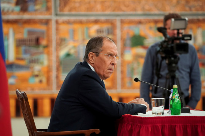 „Reuters“/„Scanpix“ nuotr./Sergejus Lavrovas Vašingtone