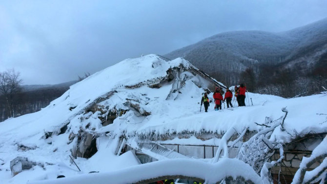 AFP/„Scanpix“ nuotr./Sniego lavina Italijoje