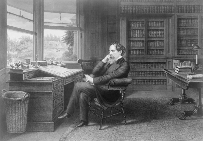 „Scanpix“ nuotr./Charlesas Dickensas savo studijoje Gadšilyje