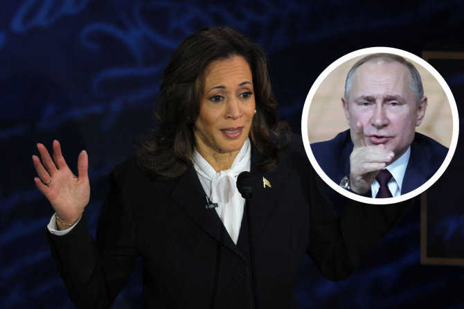 15min koliažas/Kamala Harris ir Vladimiras Putinas