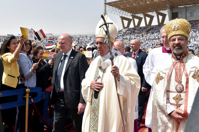 „Reuters“/„Scanpix“ nuotr./Popiežius Pranciškus Egipte