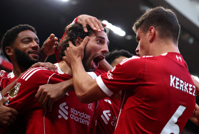„Scanpix“ nuotr./„Liverpool“ pergalę lėmė Dominikas Szoboszlai, atlikęs nuostabų baudinį.