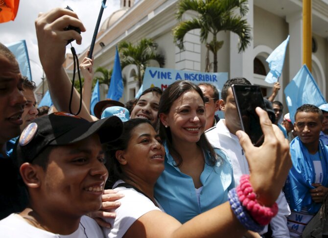 Venesuelos opozicionierė Maria Corina Machado. / Carlos Garcia Rawlins / REUTERS