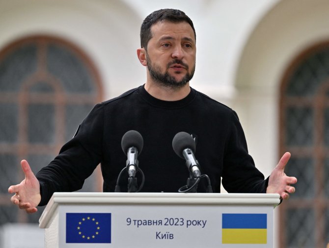 „AFP“/„Scanpix“/Ukrainos lyderis Volodymyras Zelenskis