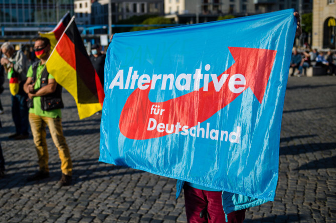 AFP/„Scanpix“ nuotr./Partijos „Alternatyva Vokietijai“ vėliava
