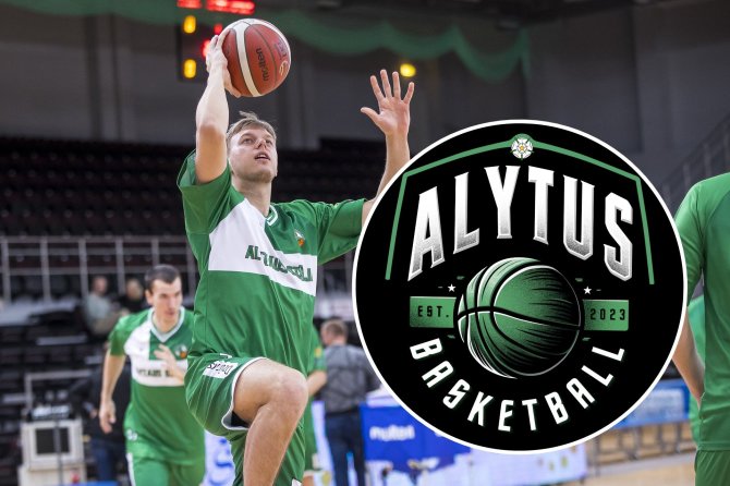 Roko Lukoševičiaus ir „Alytaus“ nuotr./Martynas Pocevičius ir naujojo „Alytaus“ klubo logotipas