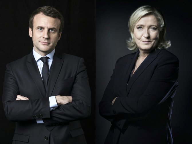 AFP/„Scanpix“ nuotr./E.Macronas ir M.Le Pen