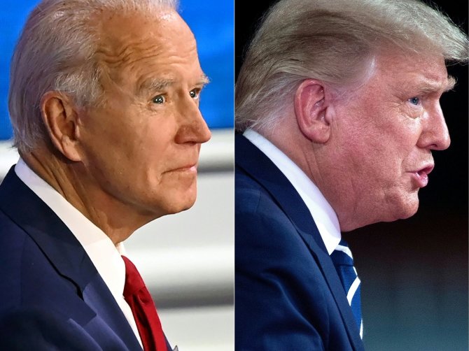 AFP/„Scanpix“ nuotr./Joe Bidenas ir Donaldas Trumpas