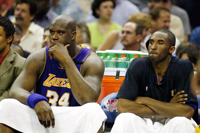 AFP/„Scanpix“ nuotr./Shaquille'as O’Nealas ir Kobe Bryantas