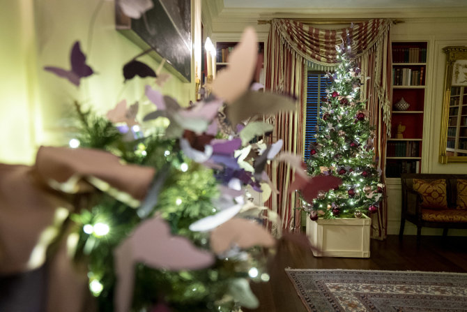 Vida Press nuotr./JAV pirmoji ponia Jill Biden Baltuosius rūmus papuošė kalėdiniais papuošimais