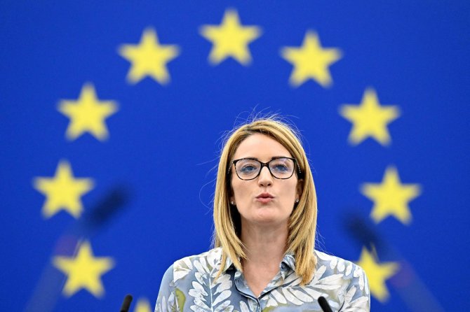 „AFP“/„Scanpix“/Europos Parlamento vadovė Roberta Metsola