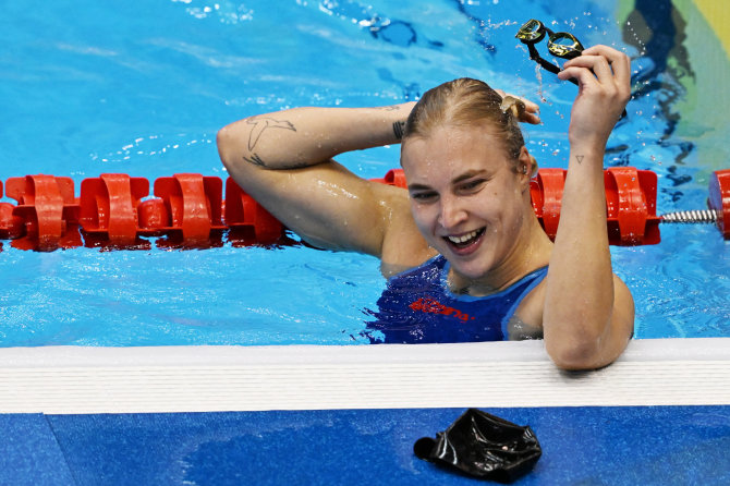 „Scanpix“ nuotr./Rūta Meilutytė pasaulio plaukimo čempionate Fukuokoje.