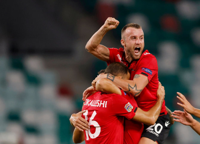 „Scanpix“ nuotr./Albanijos futbolo rinktinė Tautų lygos varžybas pradėjo pergale 2:0 Minske.