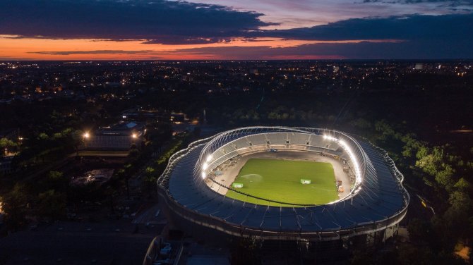 Kauno miesto savivaldybės nuotr./Baigiamas rekonstruoti Kauno stadionas iš paukščio skrydžio