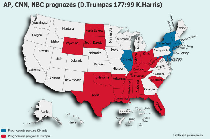 15min/AP, CNN, NBC prognozės (D.Trumpas 177:99 K.Harris)