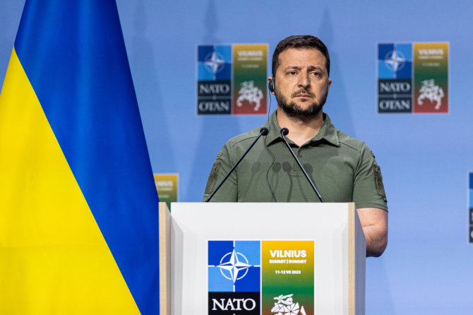 Volodymyro Zelenskio spaudos konferencija NATO viršūnių susitikime Vilniuje