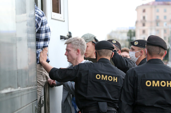 TASS nuotr./OMON pareigūnai Baltarusijoje
