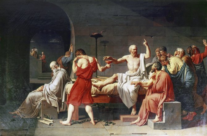 Vida Press nuotr./Jacques'o Louis Davido paveikslas „Sokrato mirtis“